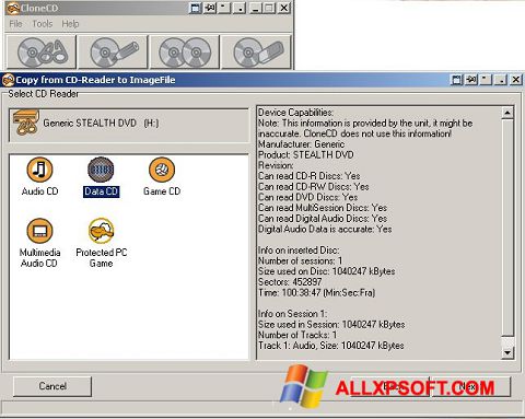 Screenshot CloneCD per Windows XP