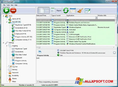 Screenshot Keylogger per Windows XP