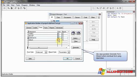 Screenshot Microsoft Visual FoxPro per Windows XP