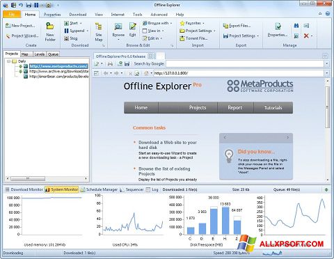 Screenshot Offline Explorer per Windows XP