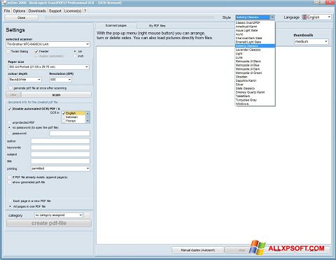 Screenshot Scan2PDF per Windows XP