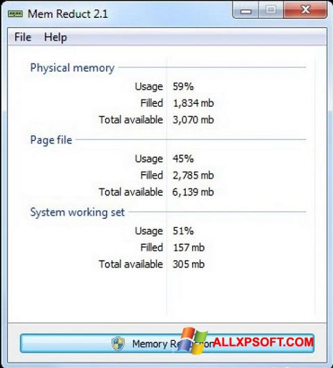 Screenshot Mem Reduct per Windows XP