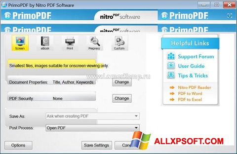 Screenshot PrimoPDF per Windows XP