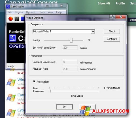 Screenshot CamStudio per Windows XP