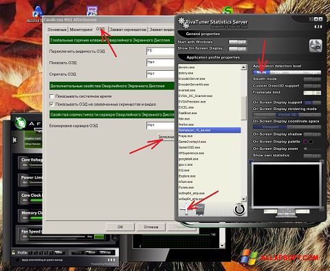 Screenshot MSI Afterburner per Windows XP