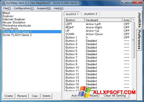 Screenshot JoyToKey per Windows XP