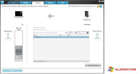 Screenshot WD SmartWare per Windows XP