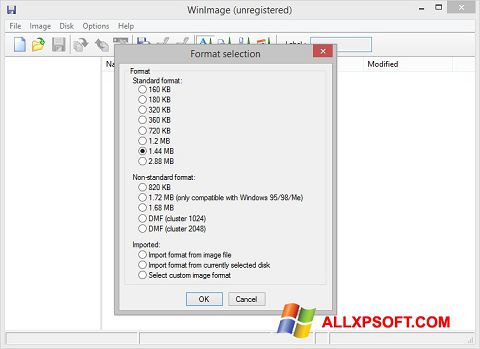 Screenshot WinImage per Windows XP