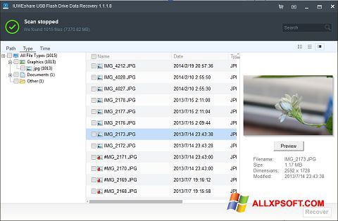 Screenshot USB Flash Drive Recovery per Windows XP