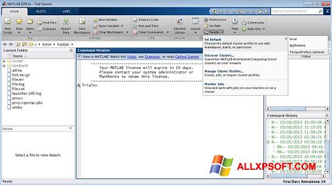 Screenshot MATLAB per Windows XP