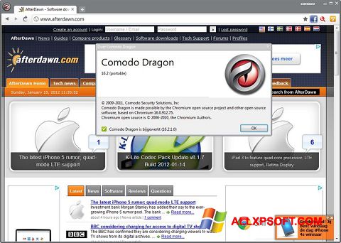 Screenshot Comodo Dragon per Windows XP