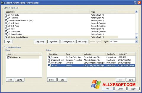 Screenshot DeviceLock per Windows XP