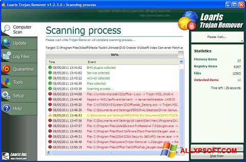 Screenshot Trojan Remover per Windows XP