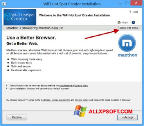 Screenshot Wi-Fi HotSpot Creator per Windows XP