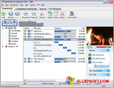 Screenshot Download Accelerator Plus per Windows XP