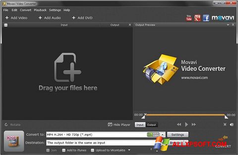 Screenshot Movavi Video Converter per Windows XP