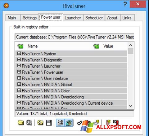 Screenshot RivaTuner per Windows XP
