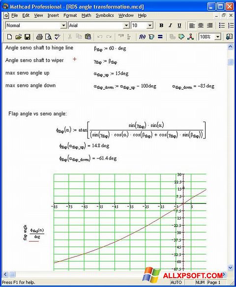 Screenshot MathCAD per Windows XP