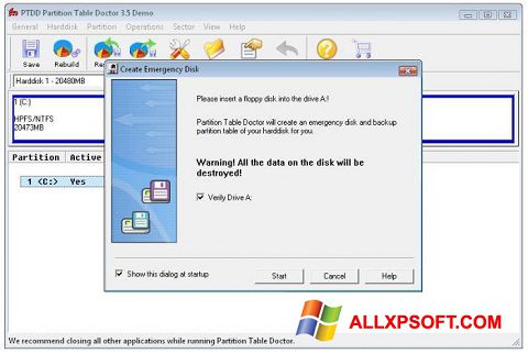 Screenshot Partition Table Doctor per Windows XP