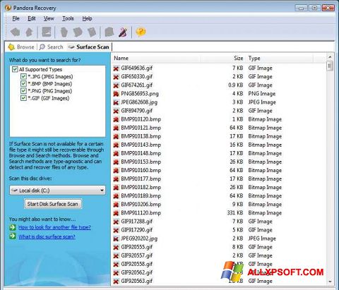 Screenshot Pandora Recovery per Windows XP