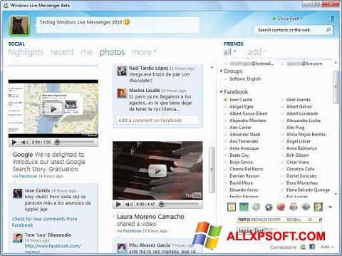 Screenshot Windows Live Messenger per Windows XP