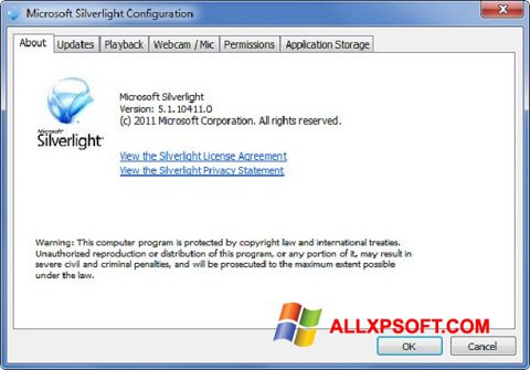 Screenshot Microsoft Silverlight per Windows XP