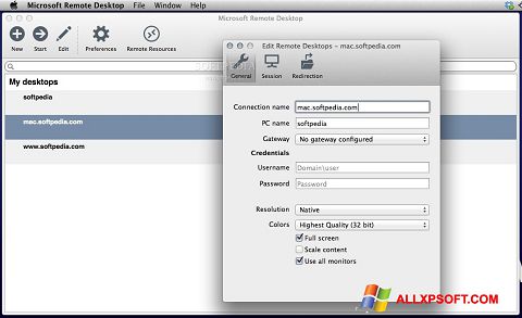 Screenshot Microsoft Remote Desktop per Windows XP