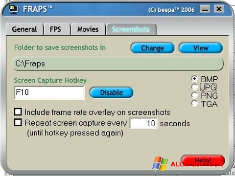 Screenshot Fraps per Windows XP