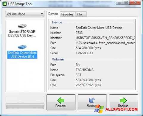 Screenshot USB Image Tool per Windows XP