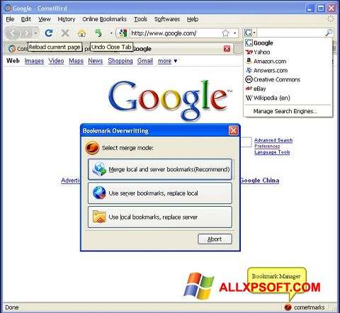 Screenshot CometBird per Windows XP