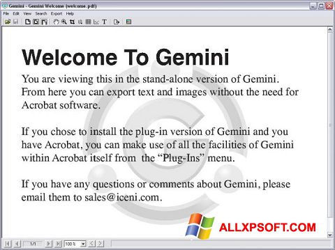 Screenshot Gemini per Windows XP
