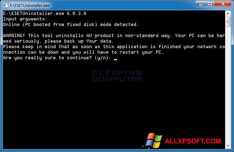 Screenshot ESET Uninstaller per Windows XP