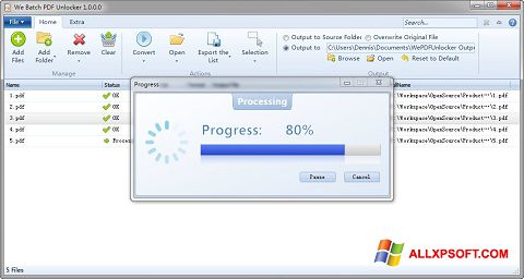 Screenshot PDF Unlocker per Windows XP