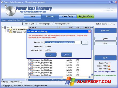 Screenshot Wondershare Data Recovery per Windows XP