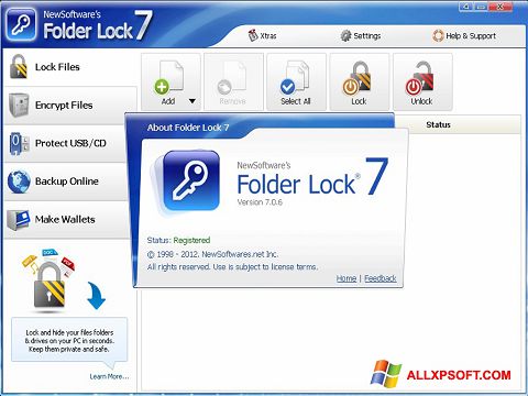 Screenshot Folder Lock per Windows XP