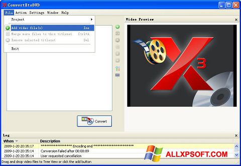 Screenshot ConvertXToDVD per Windows XP