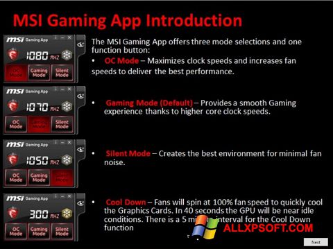 Screenshot MSI Gaming App per Windows XP