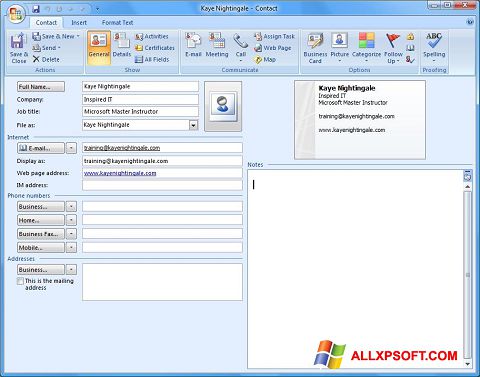 Screenshot Microsoft Outlook per Windows XP