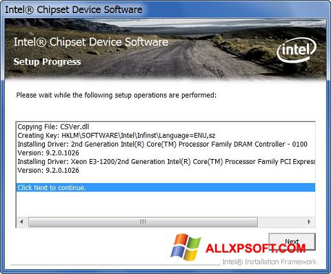 Screenshot Intel Chipset Device Software per Windows XP