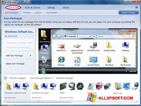 Screenshot IconPackager per Windows XP