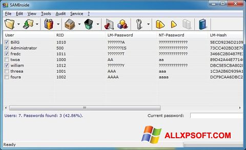 Screenshot SAMInside per Windows XP