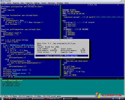 Screenshot Free Pascal per Windows XP