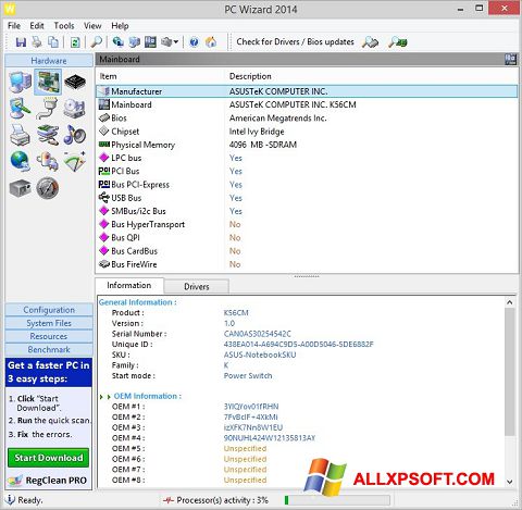 Screenshot PC Wizard per Windows XP