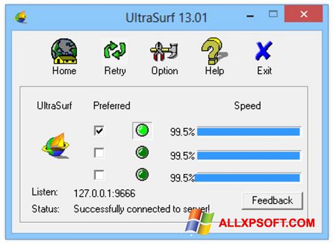 Screenshot UltraSurf per Windows XP