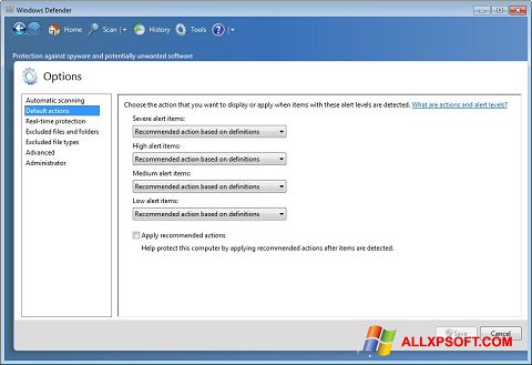 Screenshot Windows Defender per Windows XP
