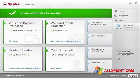 Screenshot McAfee LiveSafe per Windows XP