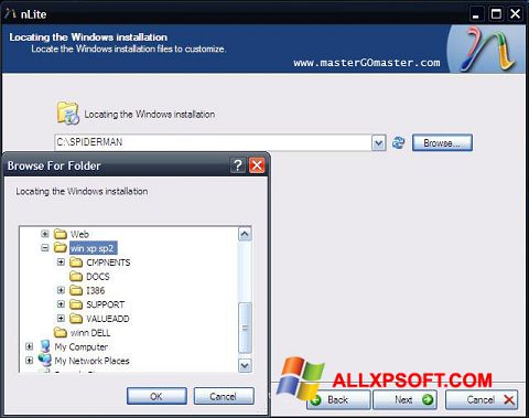 Screenshot nLite per Windows XP