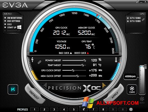Screenshot EVGA Precision per Windows XP