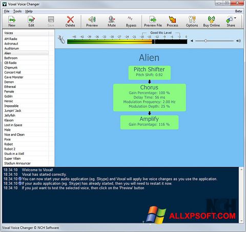 Screenshot Voxal Voice Changer per Windows XP