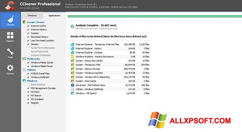 Screenshot CCleaner Professional Plus per Windows XP